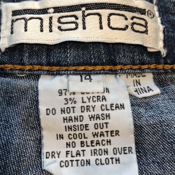 MISHCA HIGH WAISTED EMBELLISHED CROPPED DENIM JEANS BLUE BROWN PLUS SIZE 14 - Picture 8 of 13